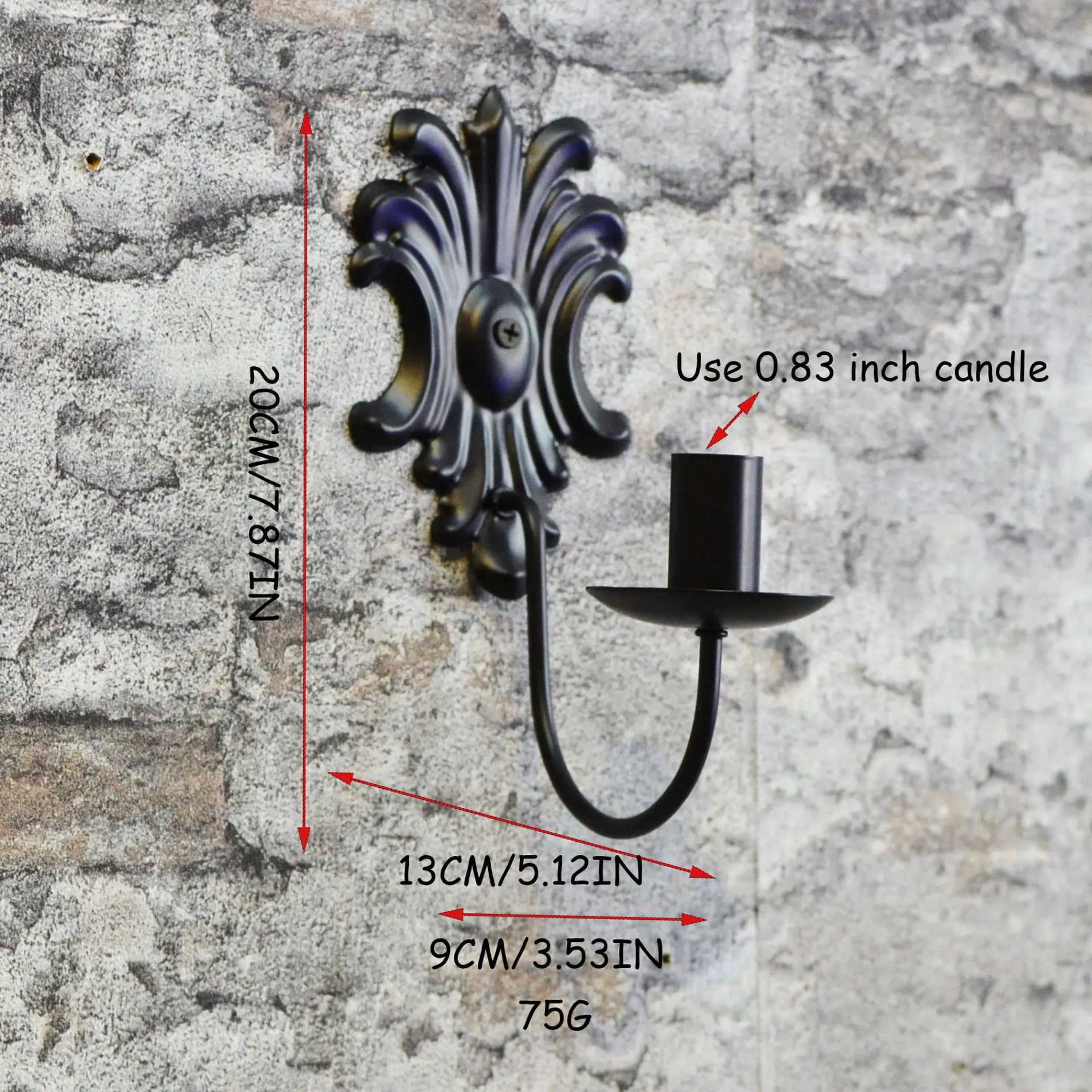 Iron Wall Mounted Candle Holder with Ornate Ethnic Craftsmanship for Adding Warm and Inviting Ambiance to Interiors
