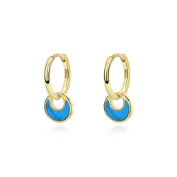 925 Sterling Silver Jewelry Abalone Shell Earrings/Turquoise Earrings Gold/Silver Two Color For Women Party Wedding Jewelry Gift