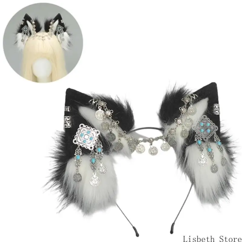 

124A Practical Furry Plush Cosplay Ears Headwear For Parties Festivals Dressing up Night