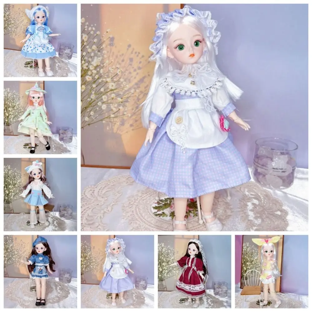 Met Kleding BJD Poppen 3D Ogen Gesimuleerde Oog Gesimuleerde Oog Scharnier Pop 30 Cm Dress Up Verwijderbare Gewrichten Pop Verjaardagscadeau