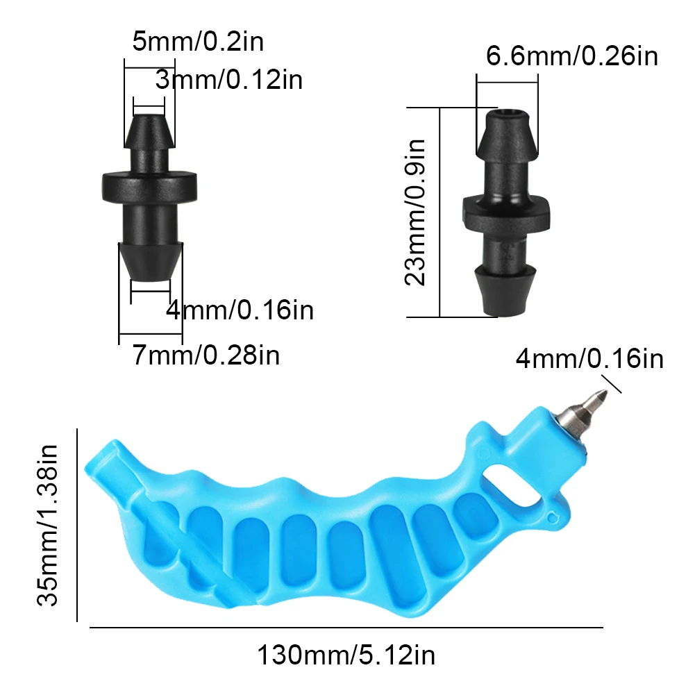 2Pcs Drip Irrigation Hole Punch Tool with 50 Pcs Plugs Fitting Insertion Tool for Easier 1/4 1/5 Inch Fitting Emitter Insertion