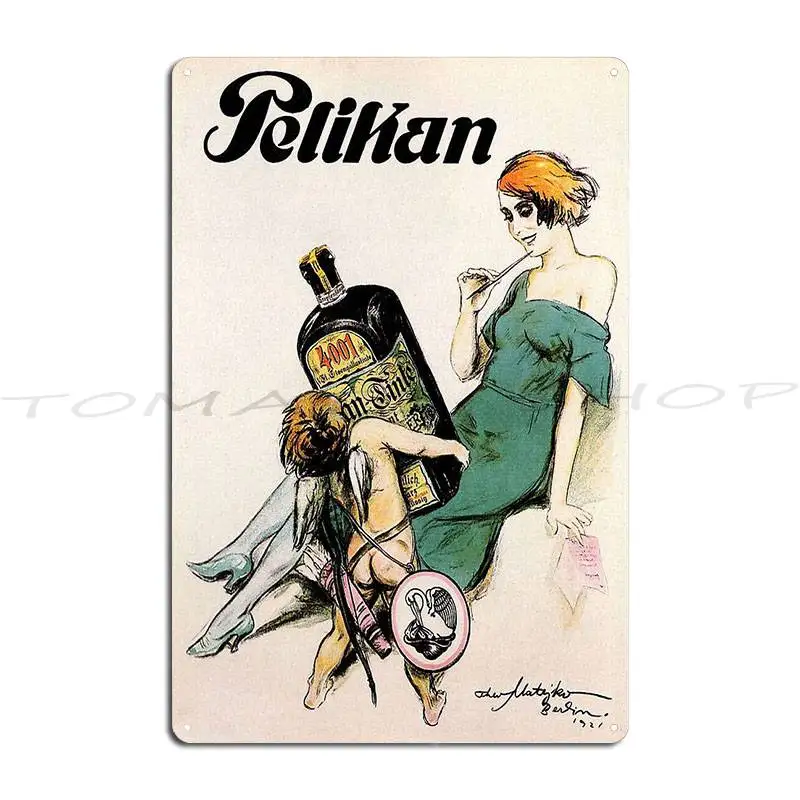Germany Pelikan Ink Metal Sign Vintage Pub Mural Pub Customized Tin Sign Poster