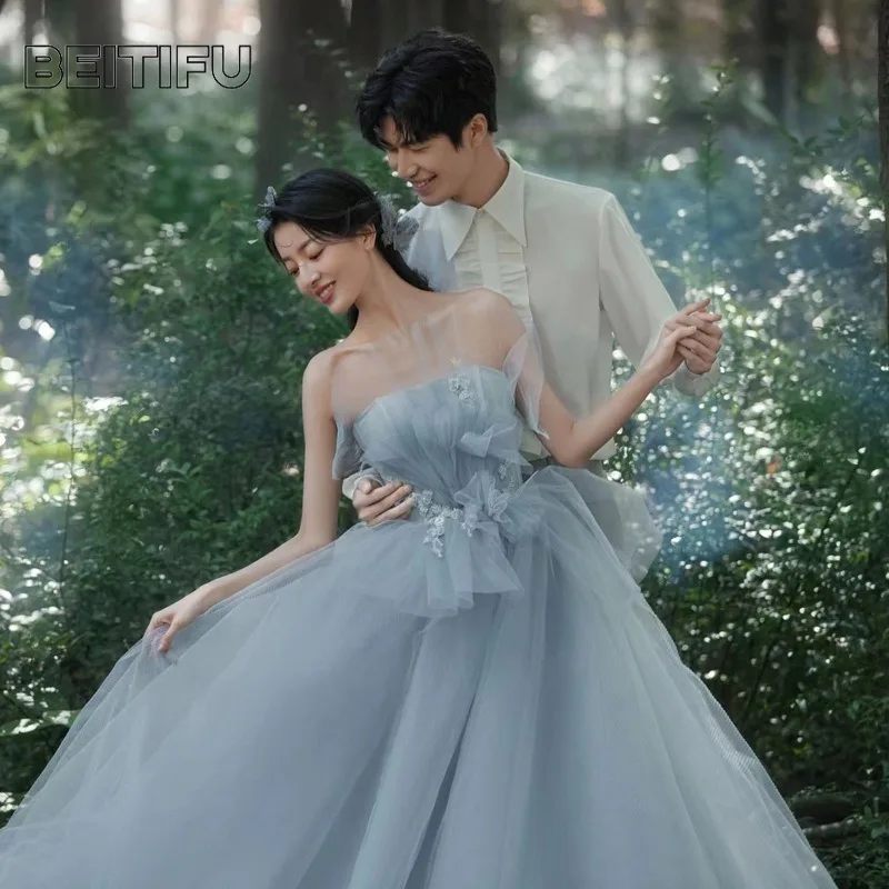 Abiti da sera personalizzati stile principessa per le donne Abito da festa maxi in pizzo dimagrante senza spalline per festa di nozze Abiti da festa