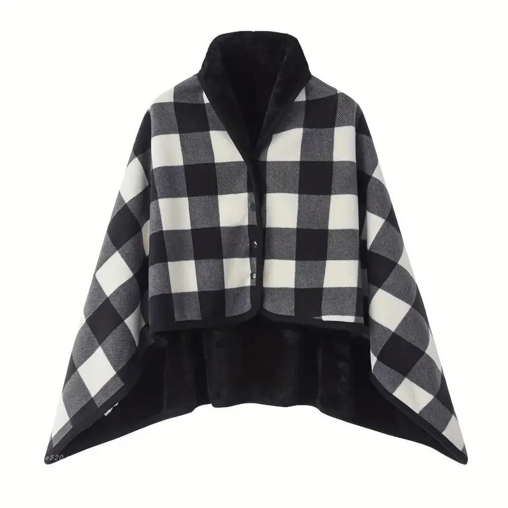 

Adults Plaid Blanket Wearable Blanket Thicken Soft Home Shawl Warm with Button Flannel Blanket Travel