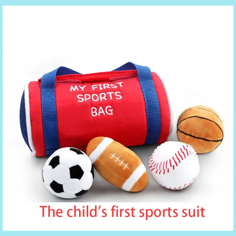 Sports Ball Plush Toy Set Squishy Balls with Sound Paper Bells for Kids Educational Sensory Toy and Parent-child Interaction