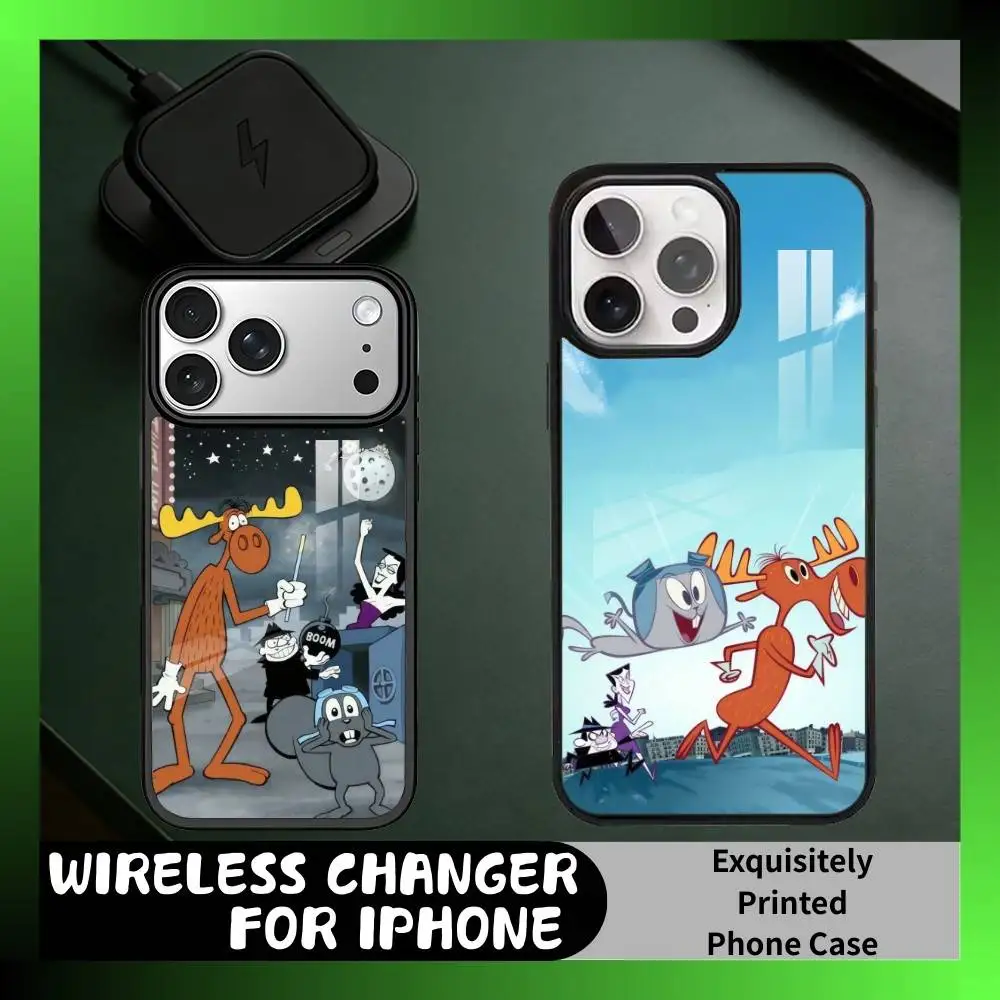 

Cartoon R-Rocky and Friend B-Bullwinkle Phone Case For iPhone17,16,15,14,13 Plus,Pro Max Magnetic For Magsafe Wireless Charging