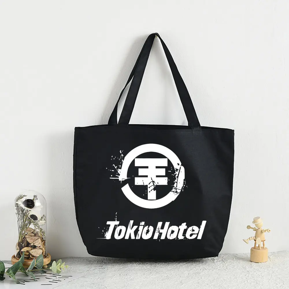 Tokio Hotel Group Rock Music Y2K Aesthetic Print Reusable Shopping Bag Women Canvas Tote Bags Printing Eco Bag Shoulder Bags