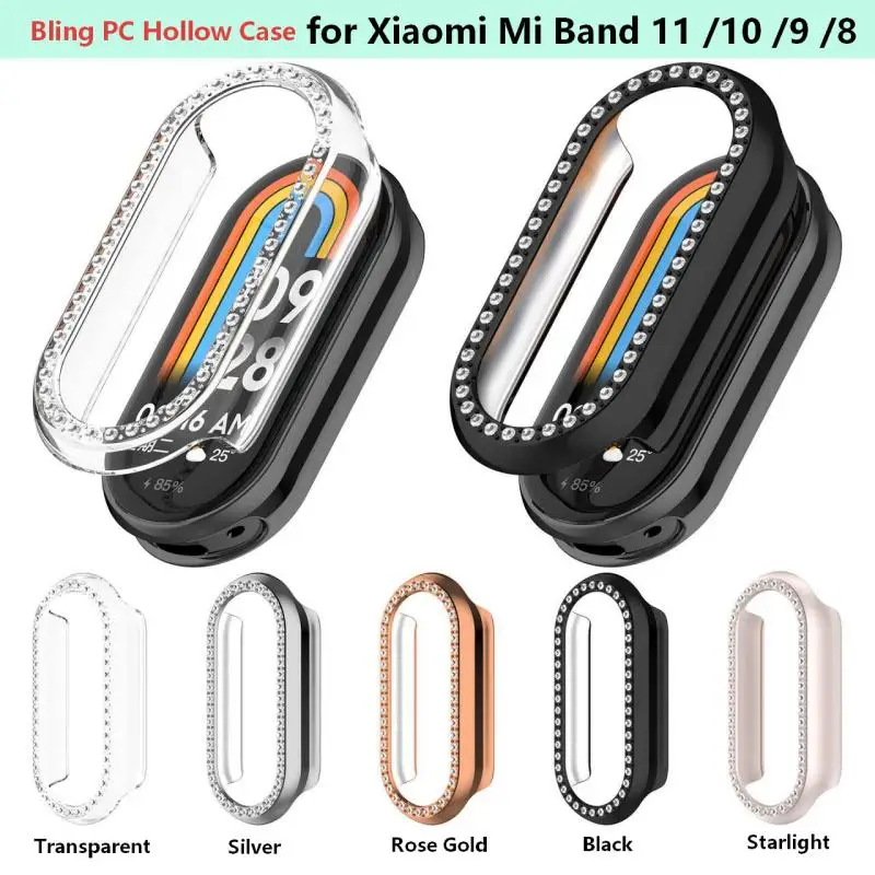 Bling Case for Xiaomi Mi Band11 10 9 8Set With Diamond PC Hard for Mi SmartBand11 10/10NFC/ 9/9NFC /8NC Protective Cover Casing