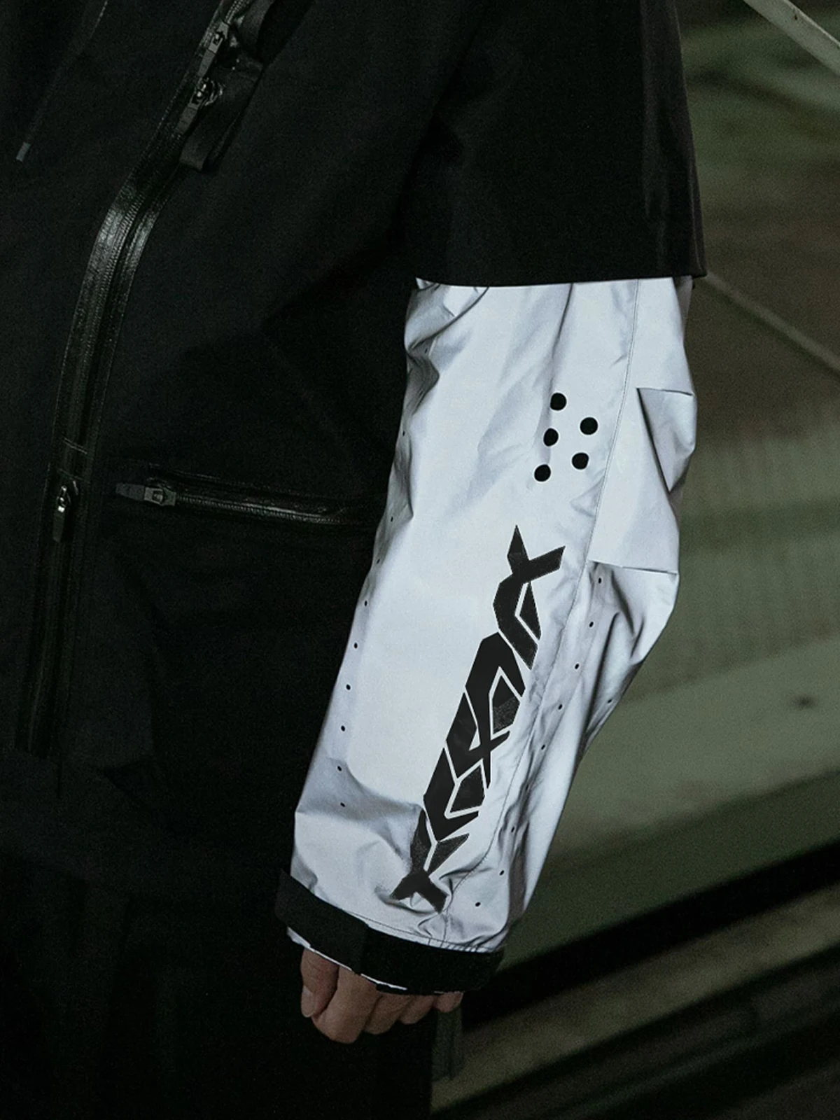 Reflective Sleeve Outdoor Windproof Waterproof Jacket NJWN J115GT Hooded Polyester Fiber Long Sleeve Men's Jacket for All Sea...