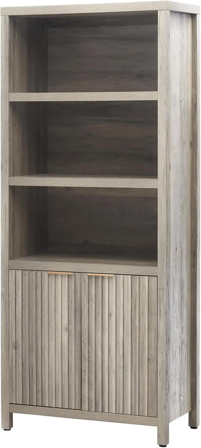 15.4in Depth, 5 Tier Book Shelf, Wood Oak 1.4