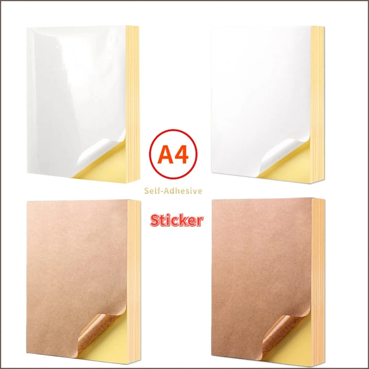 A4 White/Kraft Printable Sticker Scrapbook DIY Stickers Label Matte Paper Sheet for Laser Inkjet Printer Copier Self-Adhesive