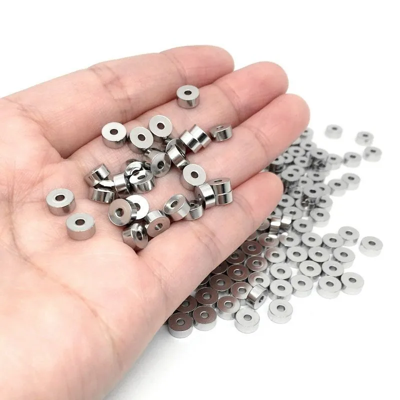 50Pcs Stainless Steel Cylinder Spacer Beads 3/4/6MM Silver Disc Bead Jewelry Finding Accessory for DIY Bracelet Necklace Making view 3