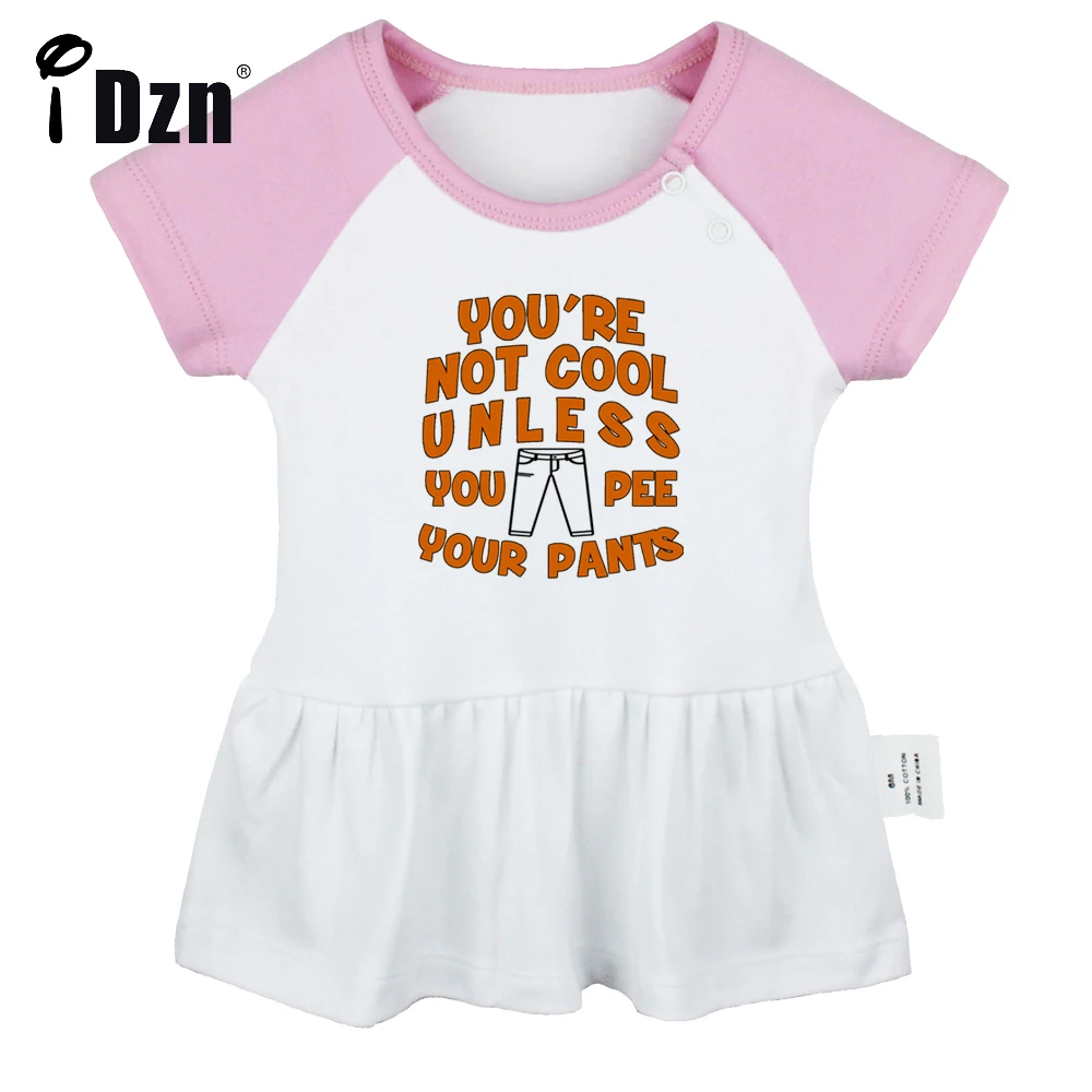 You'er Not Cool Unless Pee Your Pants Baby Girls Cute Short Sleeve Dress Infant Funny Pleated Dress Soft Cotton Dresses Clothes