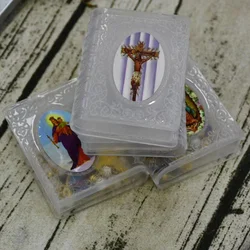 12pcs Catholic Holy Litter Keepsake Box For 6MM Rosary Beads Plastic Book Shape Random Photo Christian Relic Storage Box