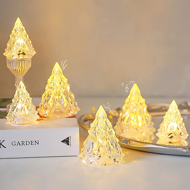 LED Iceberg Atmosphere Lights Eye-Protection Crystal Mini Christmas Tree Light Cute Room Decoration Night Light Holiday Gift