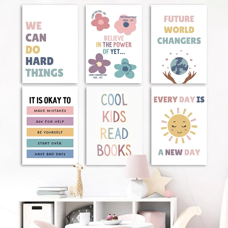 Multiple sizes 1pc frameless Canvas Painting, It Is OK To Feel Books Baby Educational Poster Wall Art Canvas Painting Print Pict