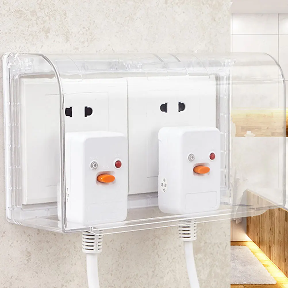 

2pcs Waterproof Plug Socket Covers Electric Outlet Protector Weatherproof Self-Adhesive Wall Mount Bathroom Home Office