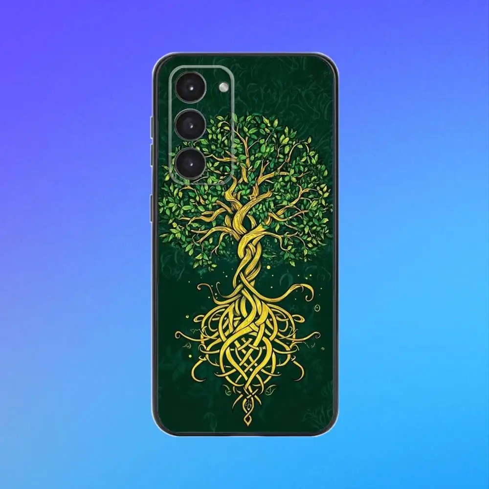 Tree of life Y-Yggdrasil Phone Case For Samsung A73,A72,A71,A70,A53,A52,A51 Black Soft Case