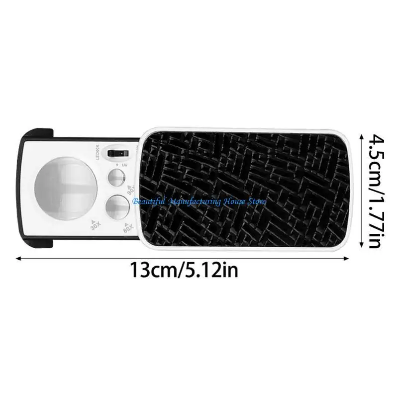 E56A حزمة من 2 عدسة مكبرة عملية للمجوهرات مع أضواء LED أداة فحص الماس نظارات مكبرة بحجم الجيب #6