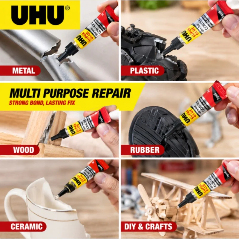 UHU Super Glue Ultra Fast Strong Adhesive Instant Quick Dry Glue for Metal Plastic Rubber Wood Multi Purpose Repair 3g