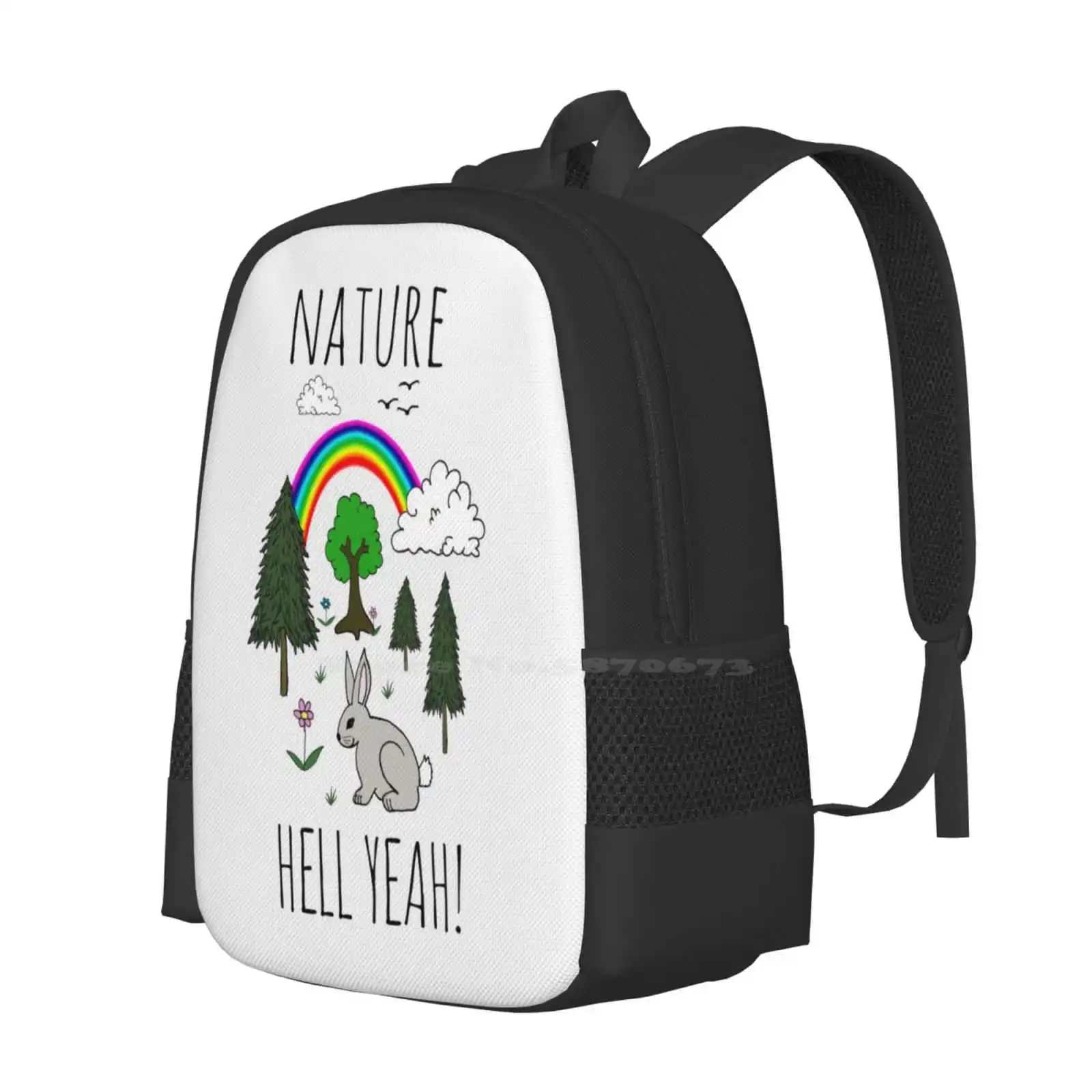 Nature , Hell Yeah! 3D Print Design Backpack Student Bag Nature Ecology Sustainability Earth Friendly Planet Earth