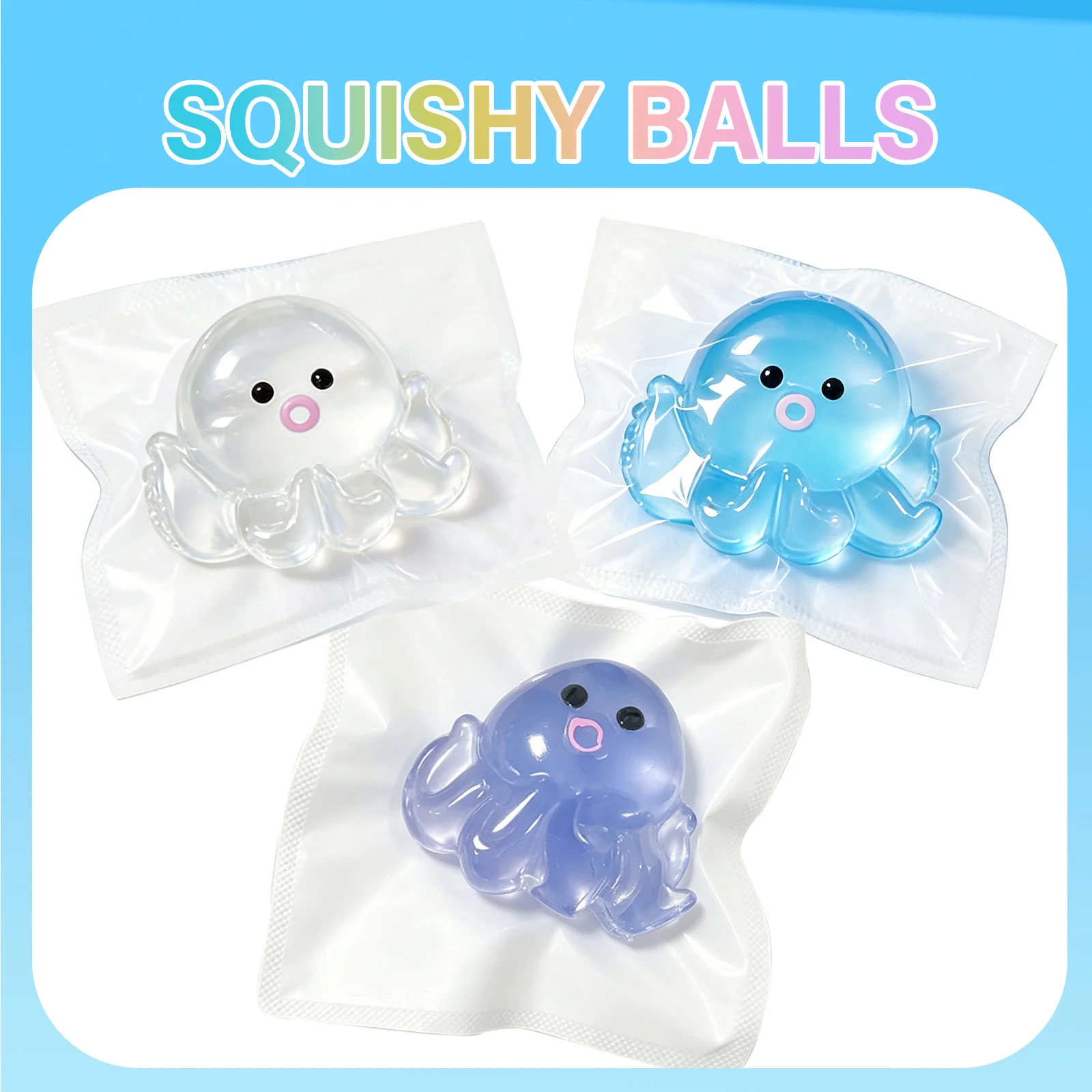 

Soft rubber toy/1/3 pack TABA jelly octopus toy - Slow rebound stress relief toy set. Elastic fun DIY bubble octopus toy - Marine life shape. High-quality desktop stress reliever. Birthday party surprise gift. Creative holiday souvenir [Random color]