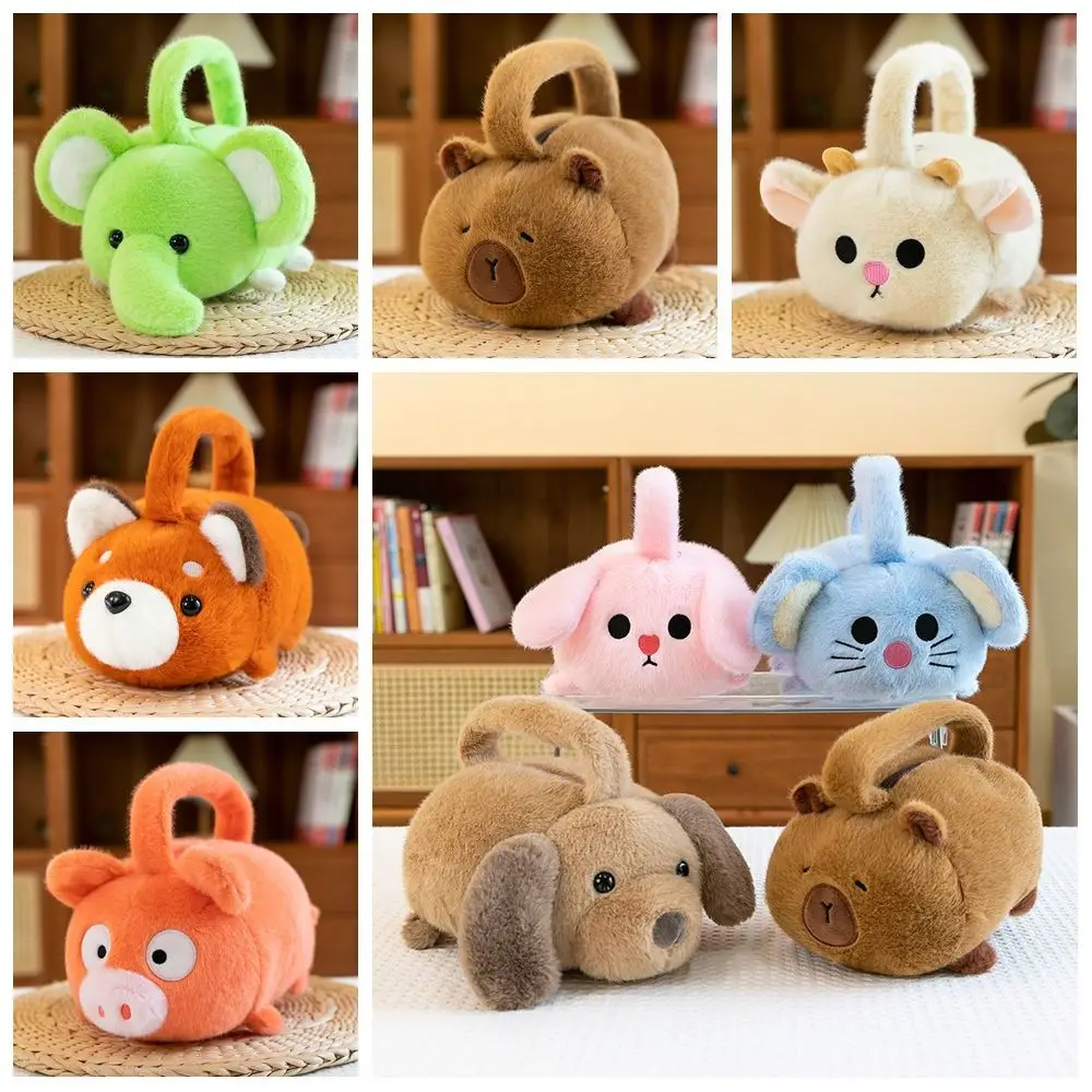 Anime Cartoon Capybara Pluche Schoudertassen Panda Konijn Capibara Handtassen Rits Grote Capaciteit Dier Pluche Tas Vrouwen