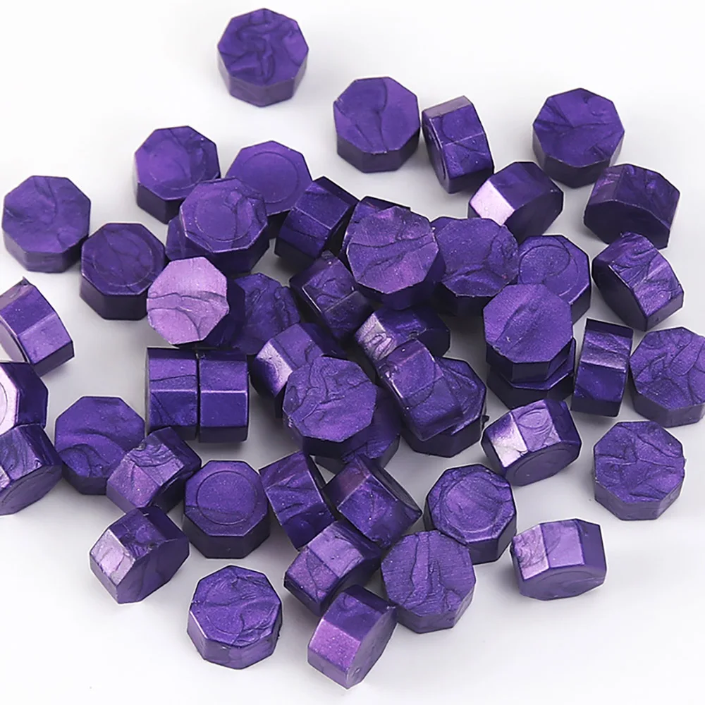 50 Pcs/pack Purple Sealing Wax Seal Beads Stamp for DIY Craft Wedding Birthday Invitation Party Ancient Octagon Sealing Wax