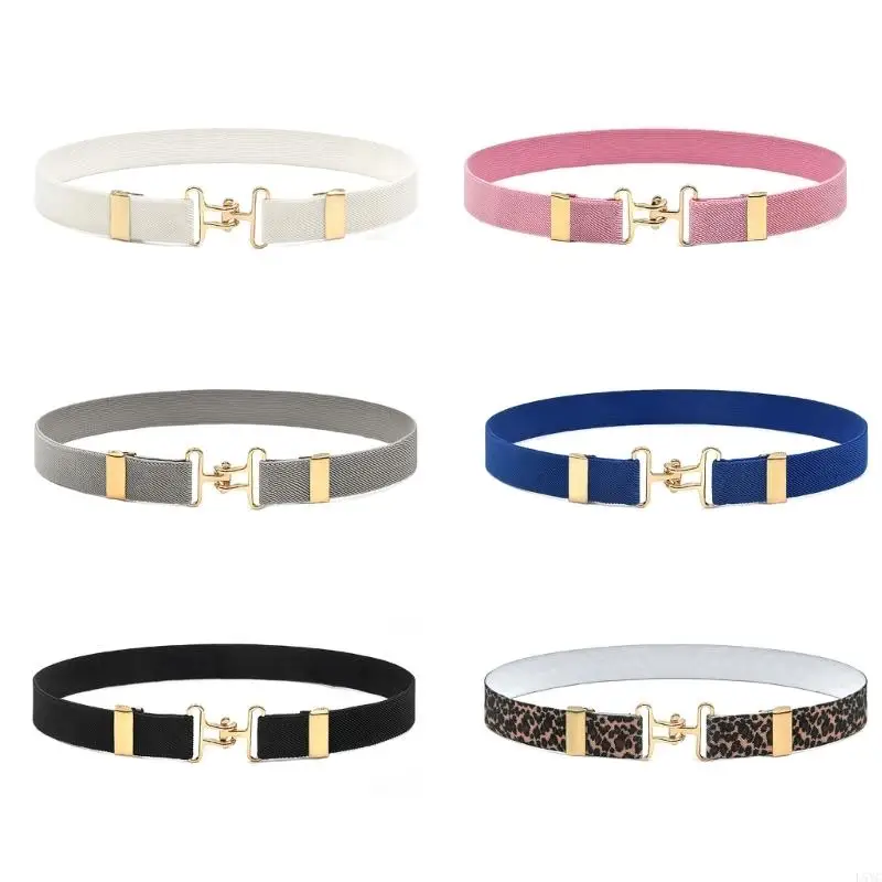 

L5YC Comfortable Kids Elastic Waistband Flexible Metal Hook Buckles Stretch Waist Belt For Children Ridings And Casual Outfit