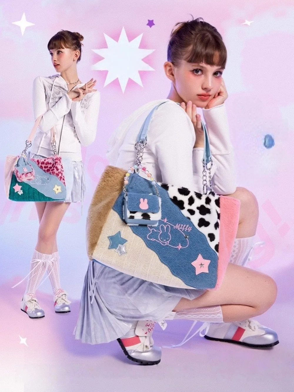 Cute Miffy  Big Bag Winter Large Capacity Class Commuting Shoulder Handbag High Appearance Trendy and Fashionable Gift