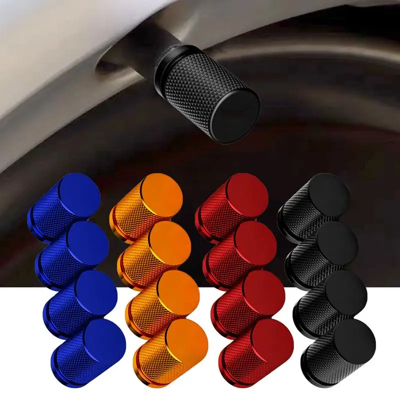 4Pcs Black Silver Car Tire Valve Stems Cap Glowing in the Dark Tire Valve Cap Aluminum Tire Wheel Stem Air Valve Cap for Auto