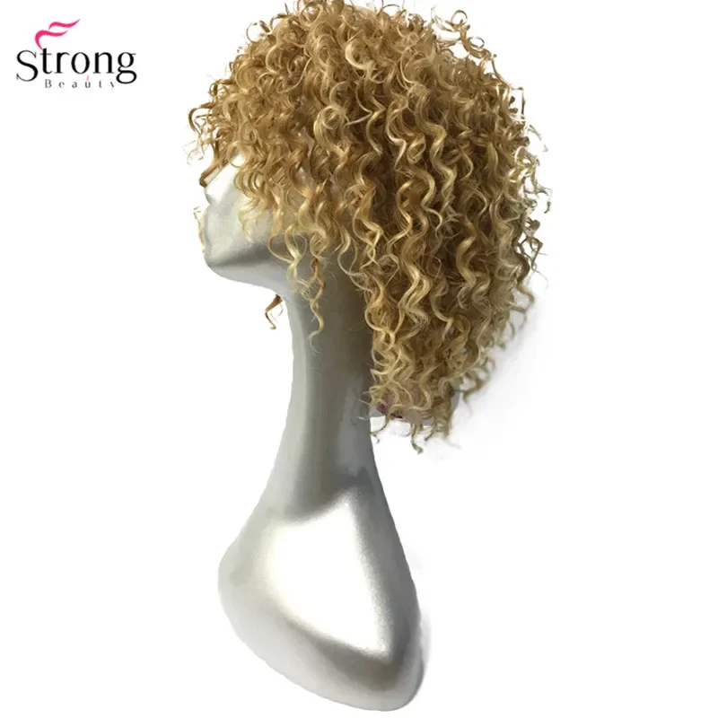 StrongBeauty Women\'s Wigs Short Curly Hair Synthetic Full Wig Yellow Color Molding-Making Man Wig