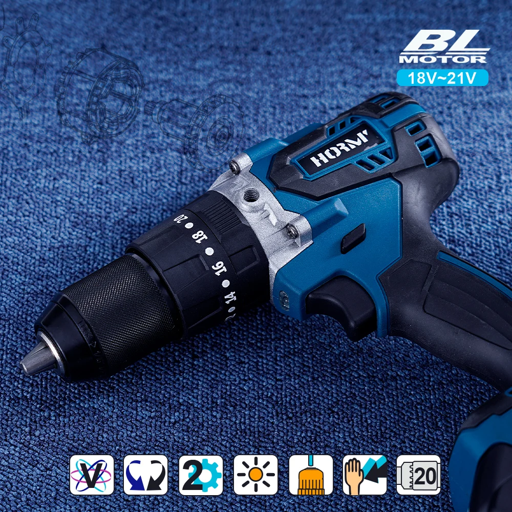 Brushless Electric Impact Drill 3 in 1 Electric Screwdriver with Handle Hammer Power Driver For Makita 18V Battery (No Battery)