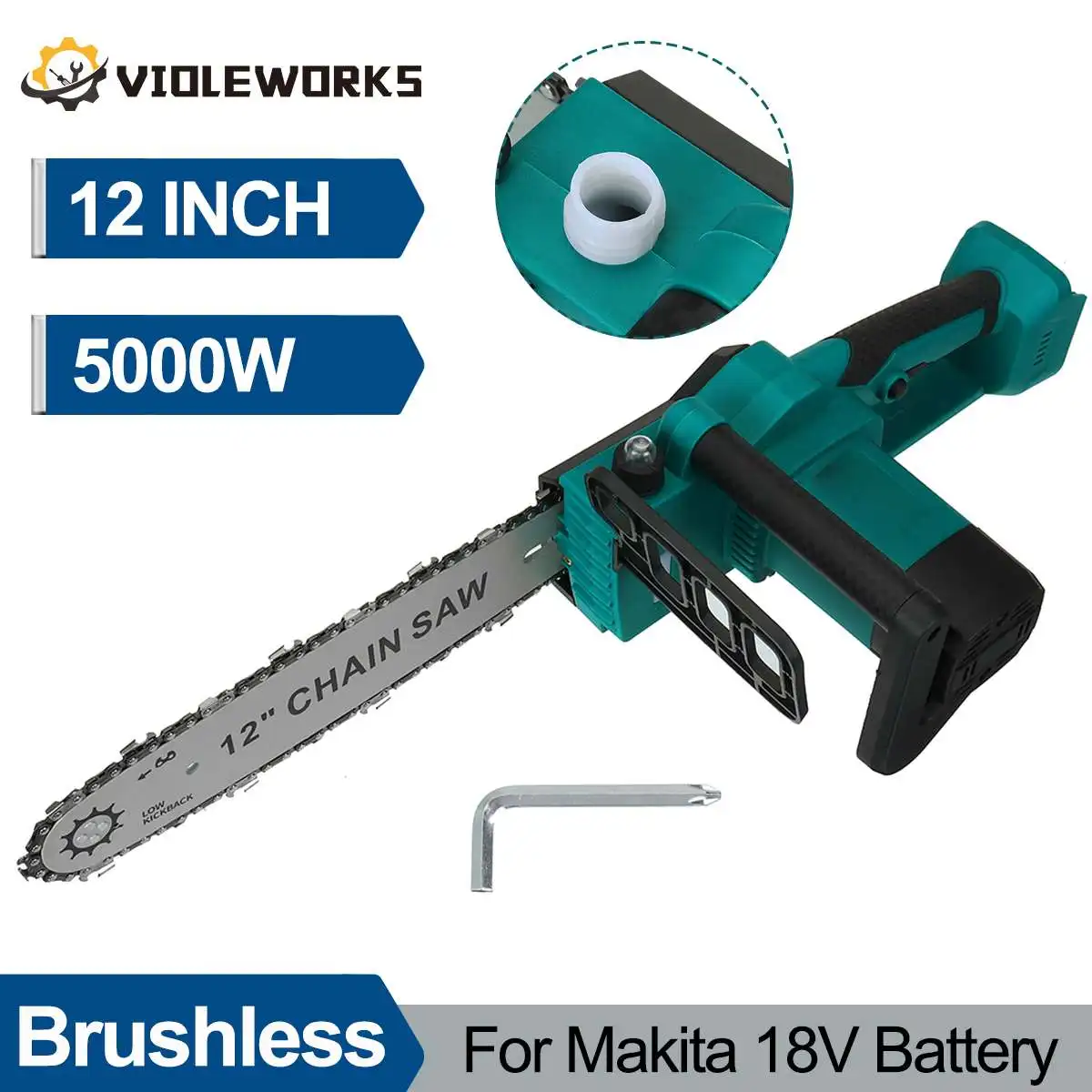 

12 Inch Electric Chainsaw Brushless Motor Automatic Oil Lubrication Wood Tree Branches Cutter Pruning Saw for Makita 18V Battery