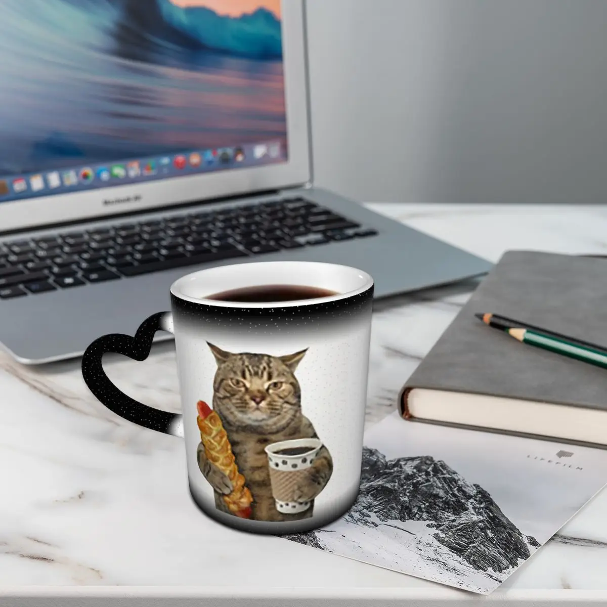 Starry Night Cat Stick And Coffee Print Mug Funny Ceramic Coffee Cups Tea Mugs Milk Cup Drinkware Gifts for Woman Man