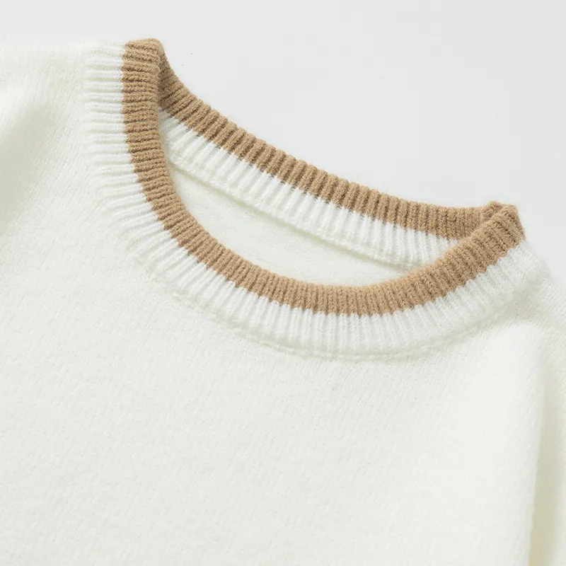 

Mens Pullover Sweater Comprehensive Training Hoodie Color-blocking Round-neck Sweater Mens Loose Simple Knitted Sweater Soft Top