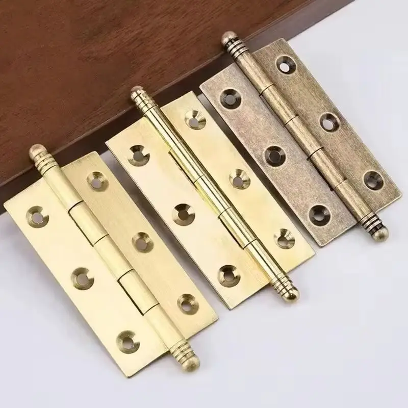 Retro 10PCS Solid Brass Hinged Furniture Hinges Cupboard Wardrobe Closet Cabinet Folding Door Hinges Wood Case Box Hinge+Screws
