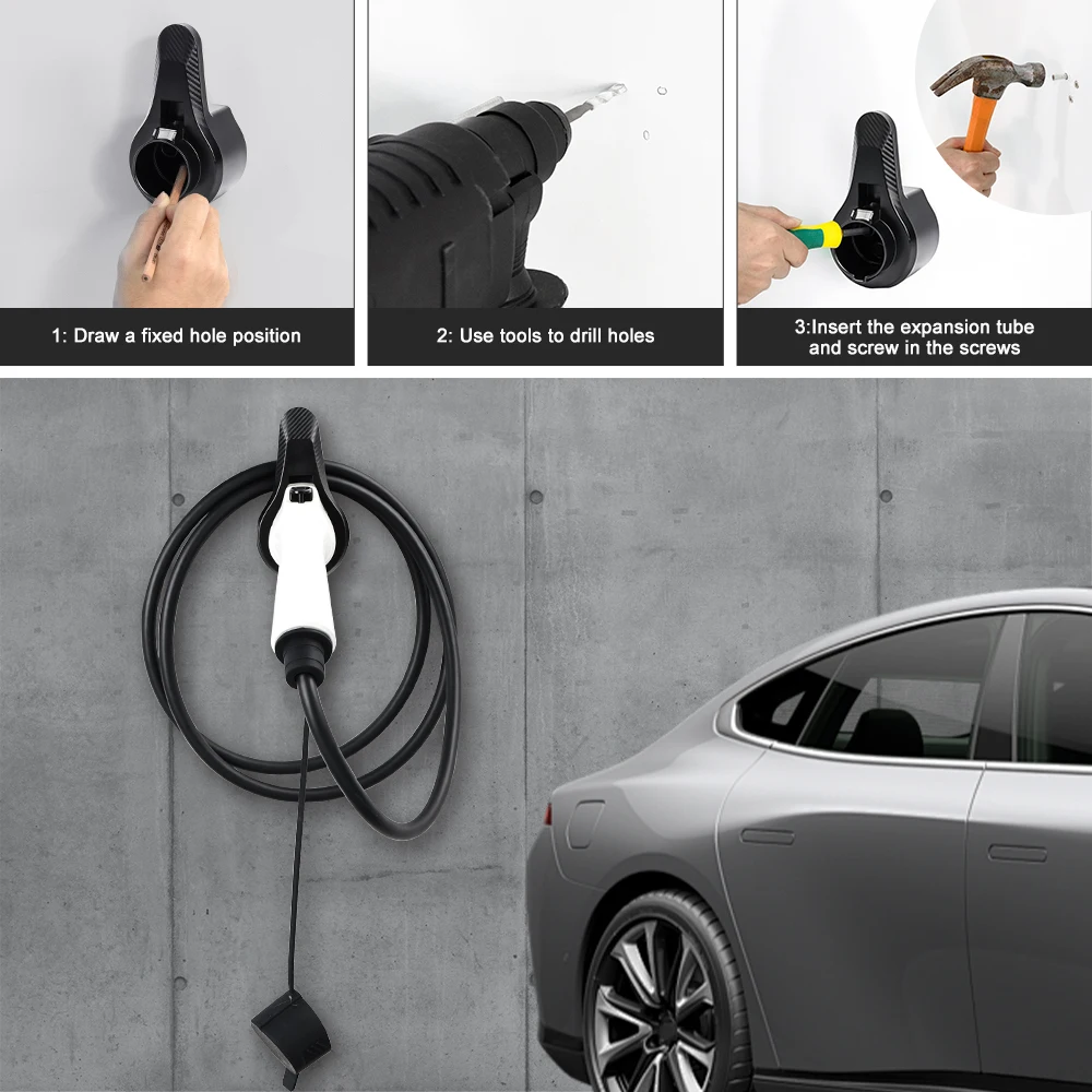 IPENGEN Ev Cable Holders Gun Holster Evse Type 1 J1772 Plugs for Sockets Accessories for Electric Vehicles Charging Units