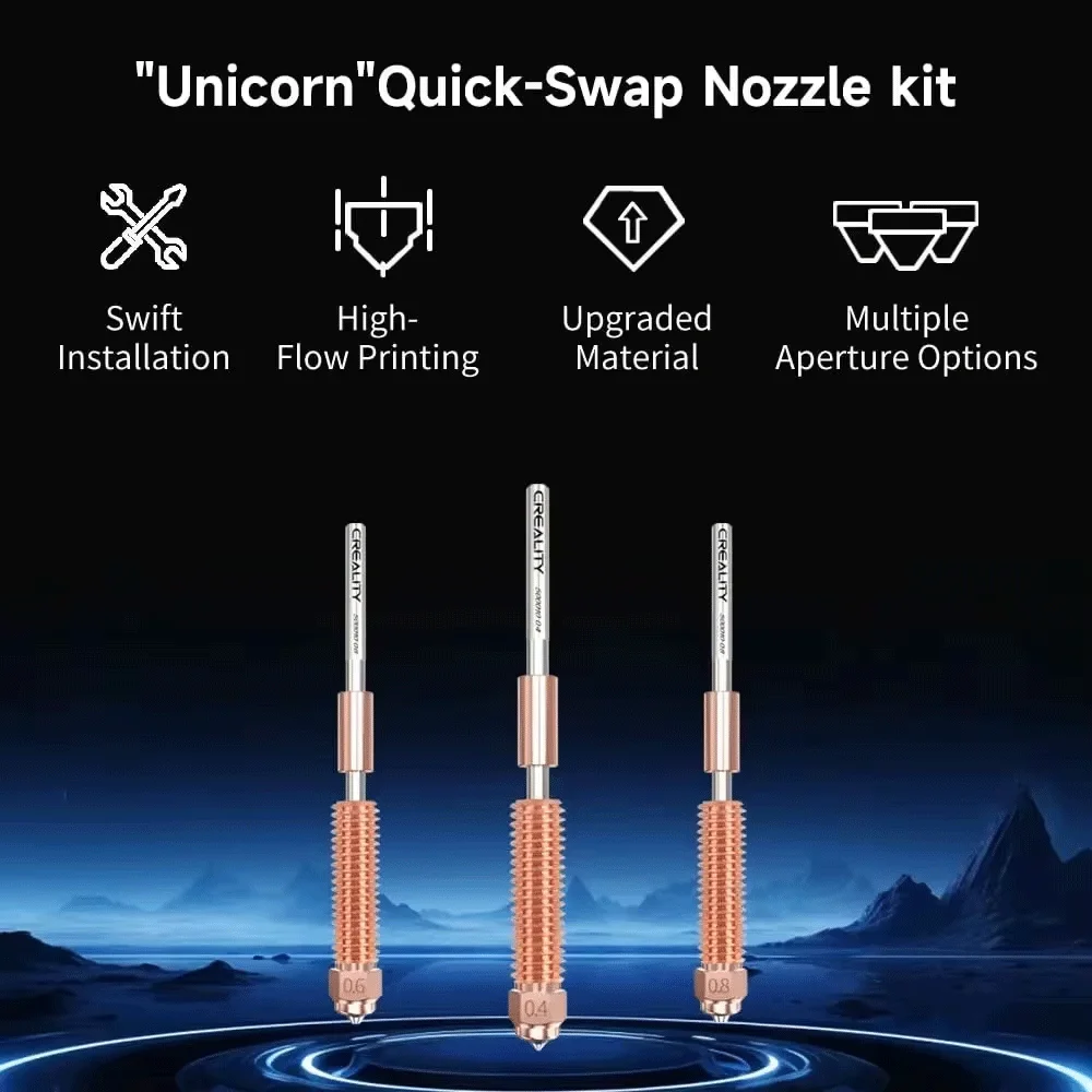Creality Unicorn Quick-Swap Nozzle Kit for K1 Max_K1C_Ender-3 V3 Swift Installation High-Flow Printing Upgraded