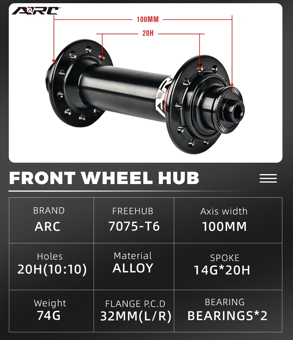ARC Road Bike Hub Set 4 Pawls 48 Clicks High-Engagement 100/130MM NBK Sealed Bearings 20/24 Holes V-Brake 8-11 Speed Ultralight