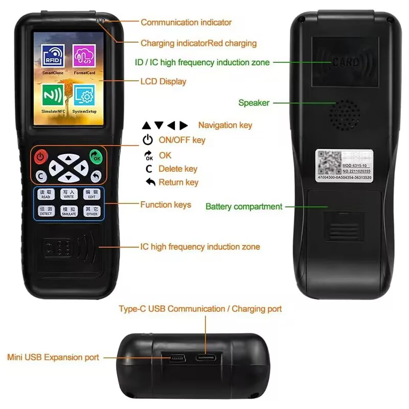Access Card Duplicator Cloner 125Khz Card Writer Full Decode Function IC ID Fard Duplicator Copier