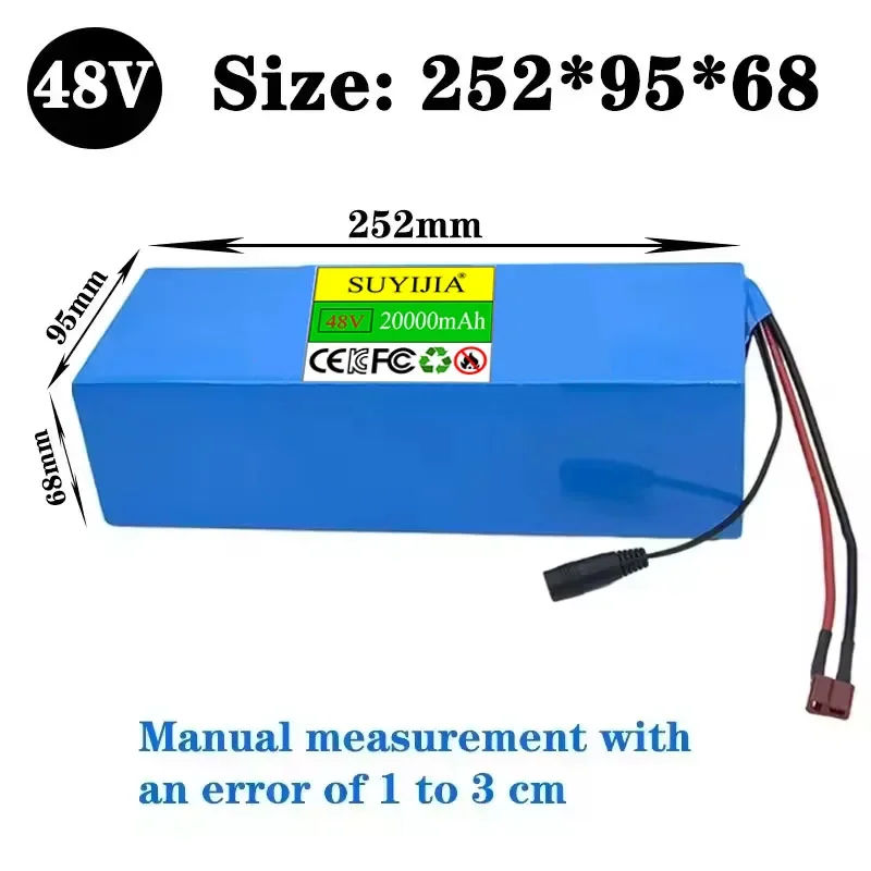13S5P 48V 20Ah 18650 Lithium Battery with Built-in Intelligent BMS, Suitable for 500-1000W Motors and Chargers