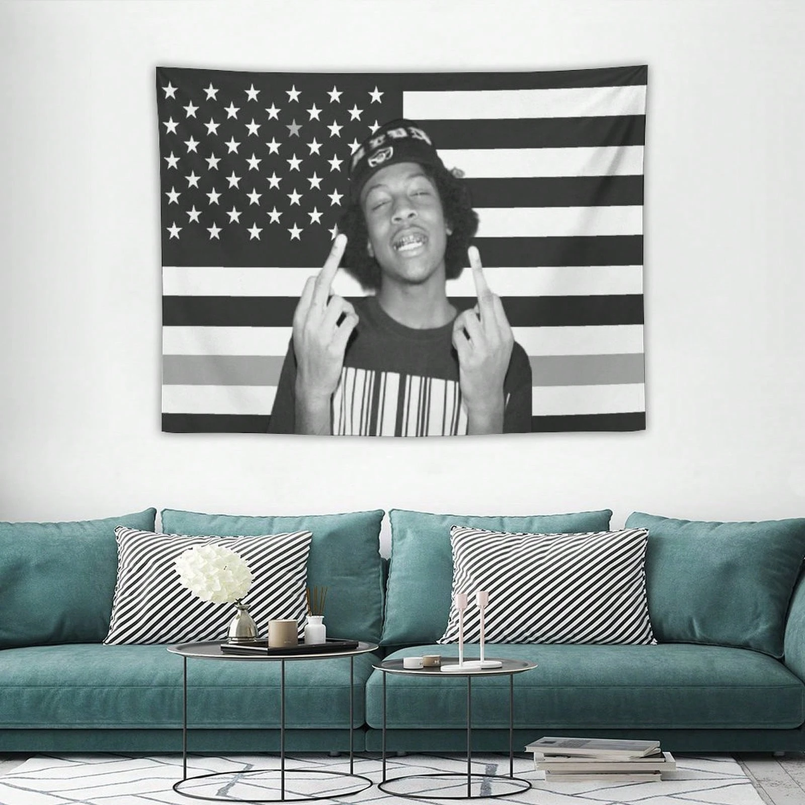 1pc Rap Singer Chris Travis Music Tapestry Wall Decoration, American Flag Banner, Suitable For University Dormitories, Bedrooms,