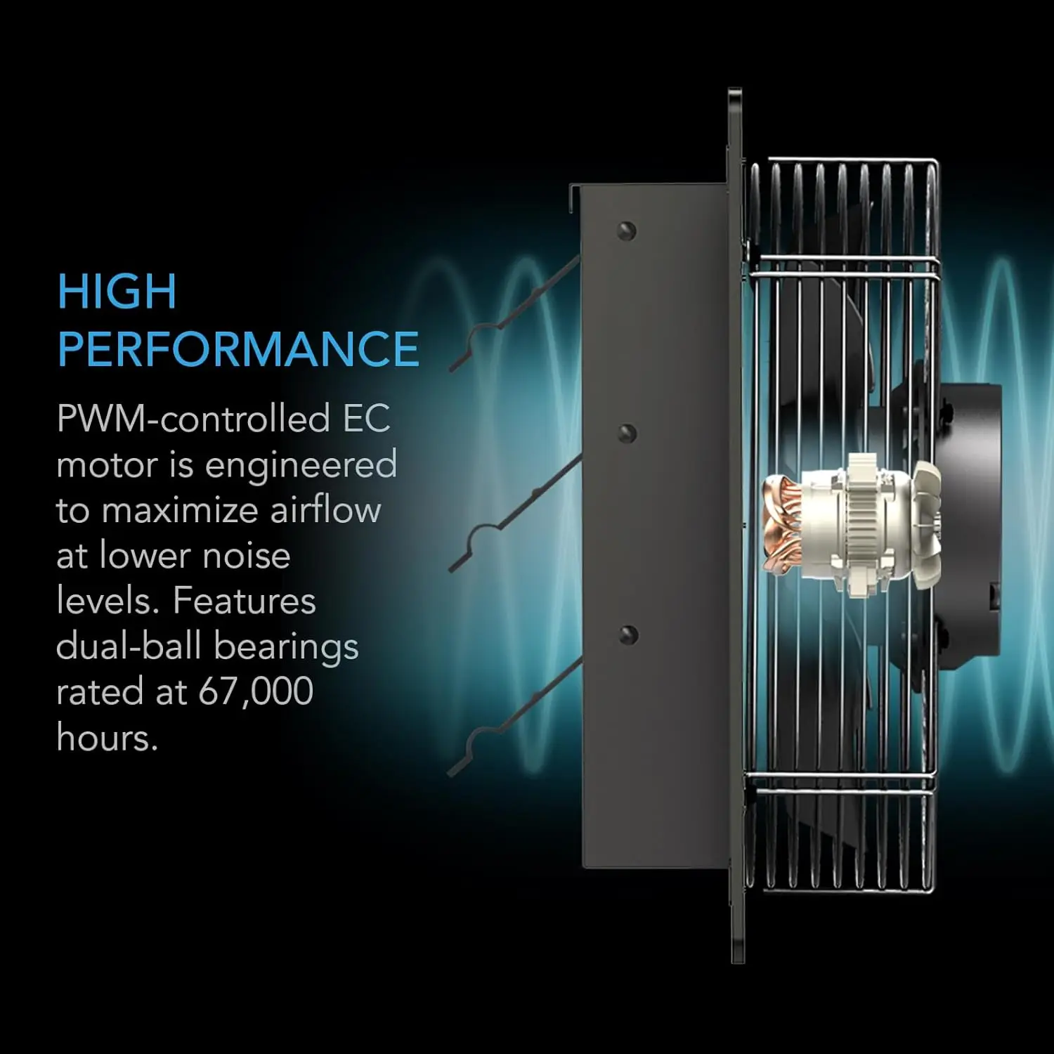 Rana knalpot kipas 16 "dengan 10 kecepatan Controller, EC Motor-dinding Mount ventilasi dan pendingin untuk gudang Attics lokakarya