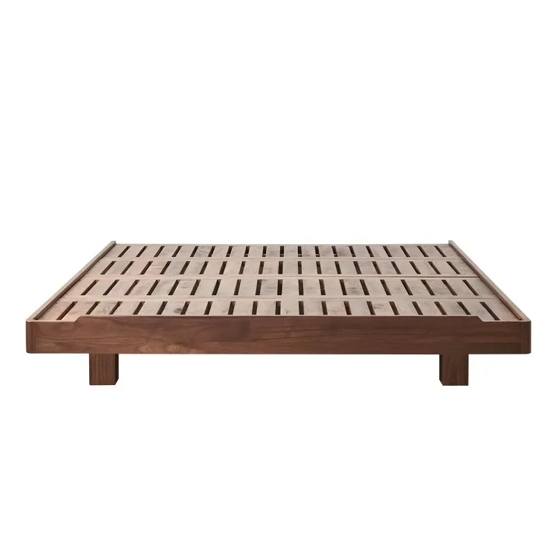 North American Black Walnut Floating Bed Frame Solid Wood Platform Bed Cherry Wood Tatami Style Low Profile Log Bed for