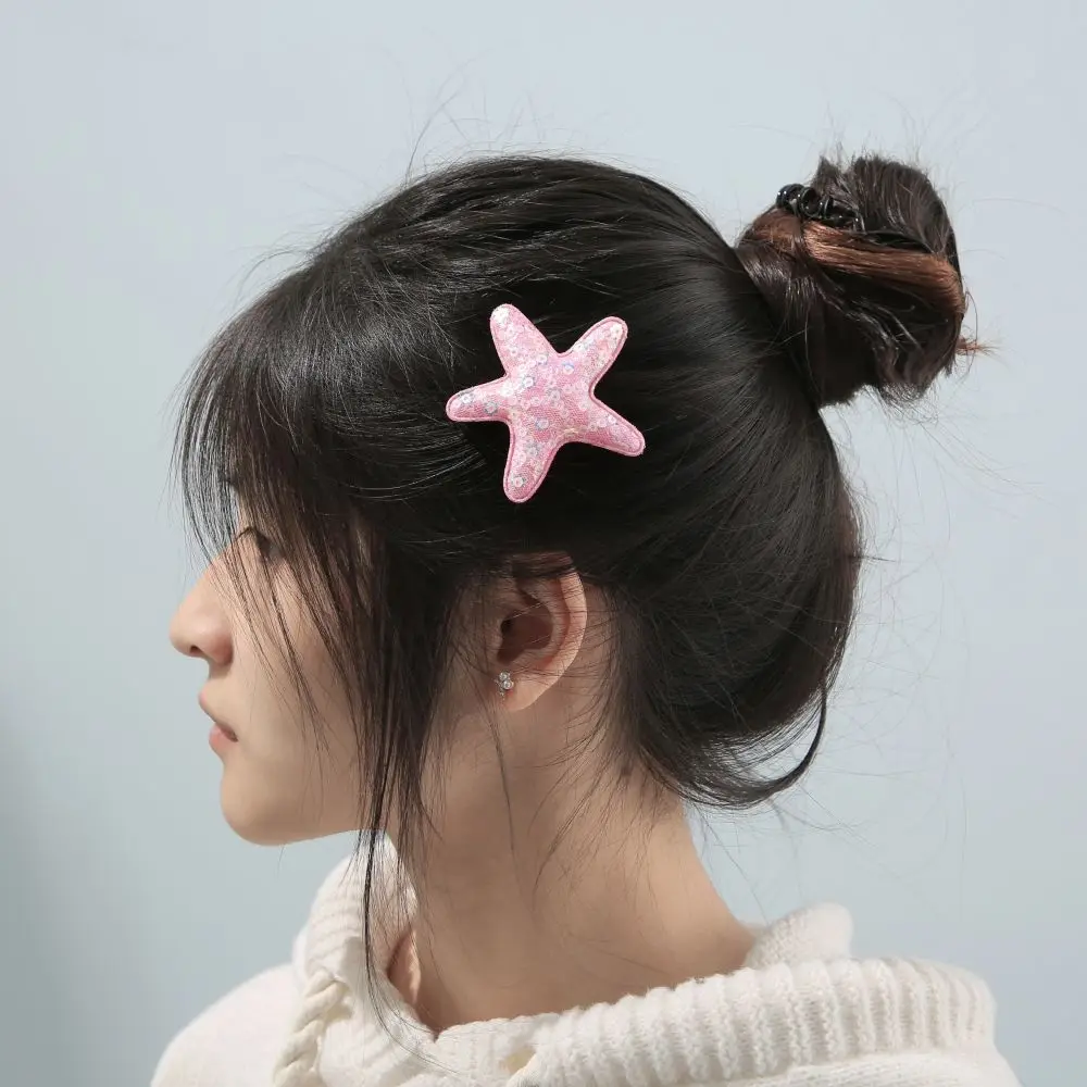 Starfish Hair Clips Sequins Hair Pins Barrettes Glitter Sea Shell Beach Hair Accessories Sea Star Alligator Hair Clips