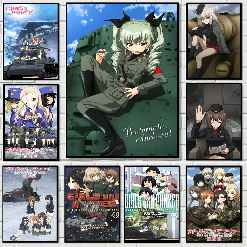 Anime G-girls Und Panzer Poster Self-adhesive Living Room Bedroom Party Bar Decor Moisture-proof Fade-resistant