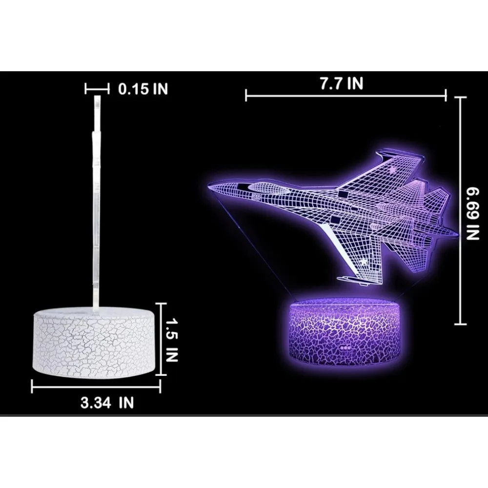 Avion 3D Illusion lampe LED veilleuse 7 couleurs USB tactile LED Table bureau décor lampes cadeau pour enfant garçon pilote avion amant