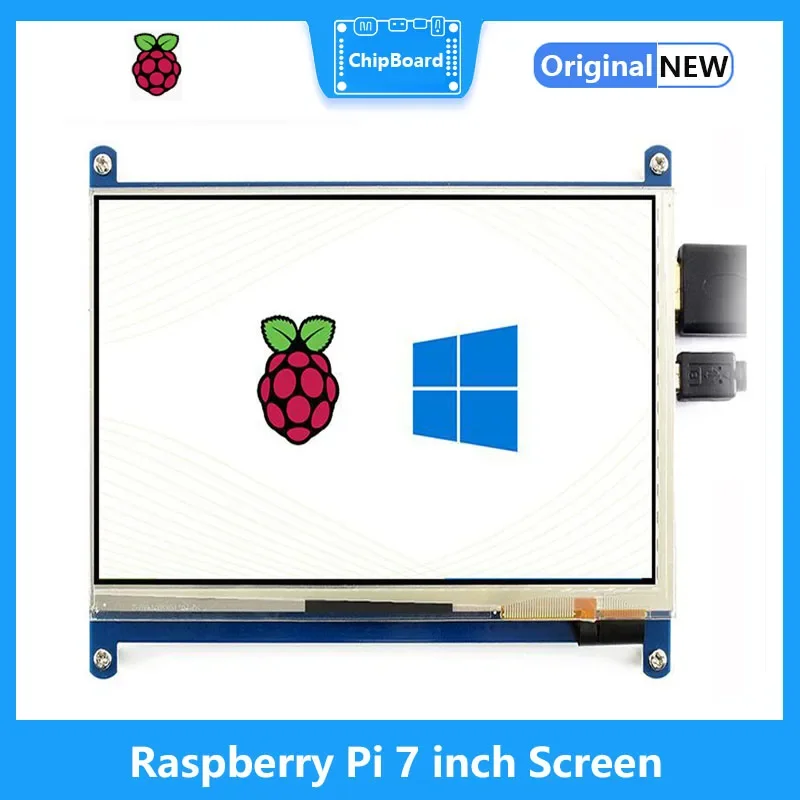 شاشة Raspberry Pi 7 بوصة 1024X600 IPS LCD شاشة تعمل باللمس متوافقة مع HDMI لـ Raspberry Pi 4/4b/3B+ تدعم Windows 10/8/7