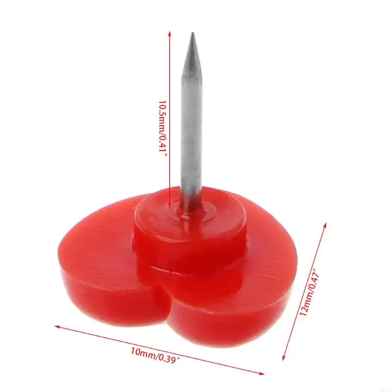W89C 50 PCS شكل قلب شكل بلاستيكي دبابيس دبابيس دبابيس Thumbtacks Office School